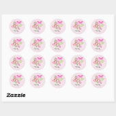 Sticker Rond Joyeux Anniversaire Papillons rose, Feuille (Feuille)