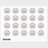 Sticker Rond Joyeux anniversaire parties scintillant argent gou (Feuille)