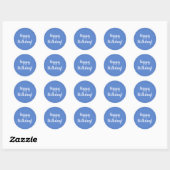 Sticker Rond Joyeux Anniversaire Pastel Blue White Typographie (Feuille)
