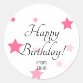 Sticker Rond Joyeux Anniversaire Pastel Pink Stars (Devant)