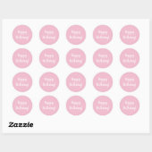 Sticker Rond Joyeux Anniversaire Pastel Rose Typographie blanch (Feuille)