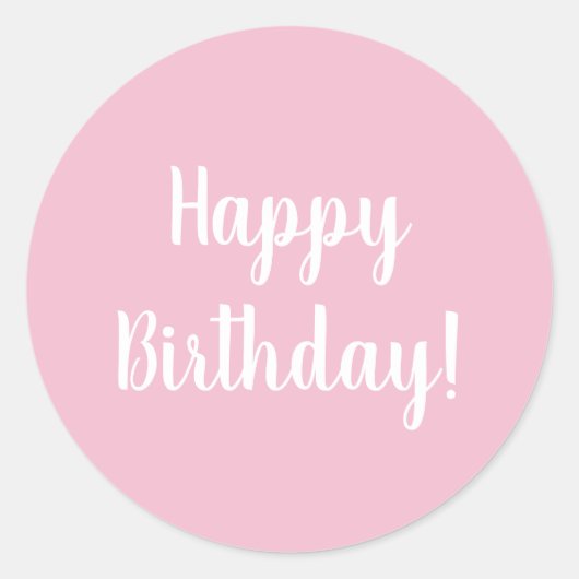 Sticker Rond Joyeux Anniversaire Pastel Rose Typographie blanch (Devant)