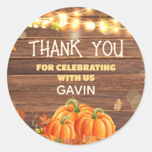 Sticker Rond Joyeux Anniversaire Patch de Citrouille d'Automne