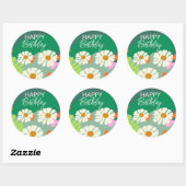 Sticker Rond Joyeux anniversaire pendant l'été Fleur Artistique (Feuille)