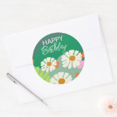Sticker Rond Joyeux anniversaire pendant l'été Fleur Artistique (Enveloppe)