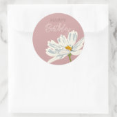 Sticker Rond Joyeux anniversaire pendant l'été Fleur Artistique (Sac)