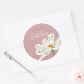 Sticker Rond Joyeux anniversaire pendant l'été Fleur Artistique (Enveloppe)