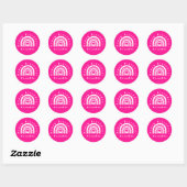 Sticker Rond Joyeux Anniversaire Personnalisé Hot Pink Rainbow (Feuille)