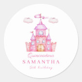 Sticker Rond Joyeux anniversaire petit château princesse (Devant)