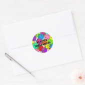 Sticker Rond Joyeux Anniversaire Pickleball Ballons Confetti Bl (Enveloppe)