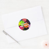 Sticker Rond Joyeux Anniversaire Pickleball Ballons Confetti No (Enveloppe)