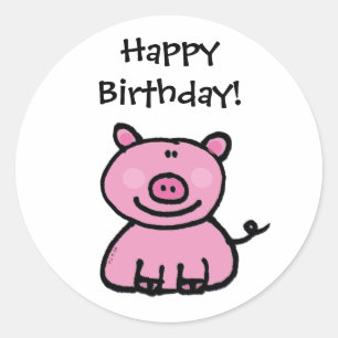 Sticker Rond Joyeux anniversaire ! (pig)