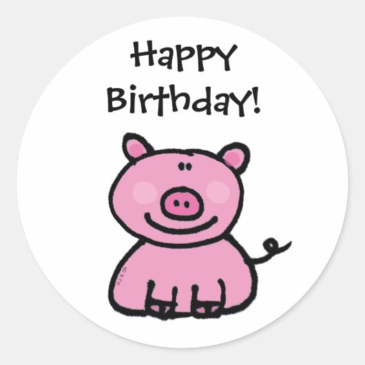 Sticker Rond Joyeux anniversaire ! (pig) (Devant)