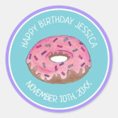 Sticker Rond Joyeux anniversaire Pink Donut Doughnut Anniversai (Devant)