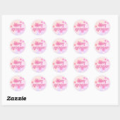 Sticker Rond Joyeux anniversaire Pink Flower Power (Feuille)