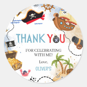 Sticker Rond Joyeux Anniversaire Pirate Merci
