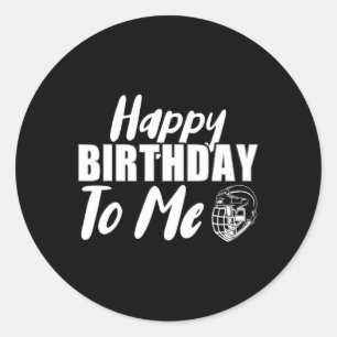 Sticker Rond Joyeux Anniversaire Pour Moi Joueur De Hockey Sur