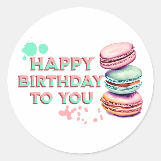 Sticker Rond Joyeux Anniversaire Pour Vous | Macaron (Devant)