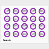 Sticker Rond Joyeux Anniversaire Pourpre Blanc Points Noirs (Feuille)