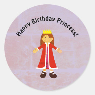 Sticker Rond Joyeux anniversaire princesse mignonne princesse d