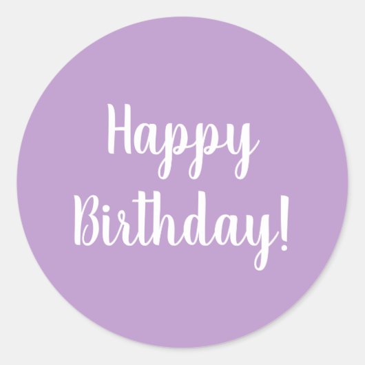 Sticker Rond Joyeux anniversaire Purple Lilac Typographie (Devant)