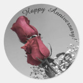 Sticker Rond Joyeux anniversaire | Red Roses photo (Devant)