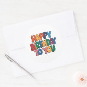 Sticker Rond Joyeux anniversaire rétro (Enveloppe)