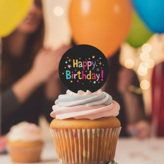 Sticker Rond Joyeux anniversaire (Retro)