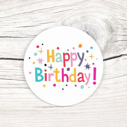 Sticker Rond Joyeux anniversaire (Retro)