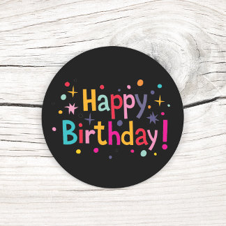 Sticker Rond Joyeux anniversaire (Retro)