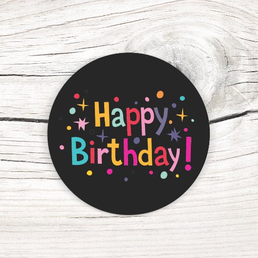 Sticker Rond Joyeux anniversaire (Retro)