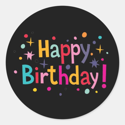 Sticker Rond Joyeux anniversaire (Retro) (Devant)