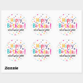 Sticker Rond Joyeux Anniversaire Rétro Personnalisable (Feuille)