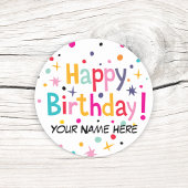 Sticker Rond Joyeux Anniversaire Rétro Personnalisable