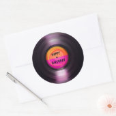 Sticker Rond Joyeux Anniversaire Retro Vinyl Record (Enveloppe)
