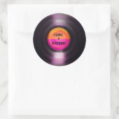Sticker Rond Joyeux Anniversaire Retro Vinyl Record (Sac)