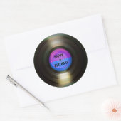 Sticker Rond Joyeux Anniversaire Retro Vinyl Record (Enveloppe)
