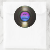 Sticker Rond Joyeux Anniversaire Retro Vinyl Record (Sac)