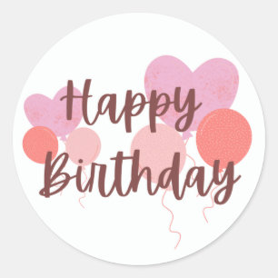 Sticker Rond Joyeux Anniversaire rose