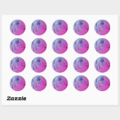 Sticker Rond "Joyeux anniversaire !" Rose bleu 3D manuscrit (Feuille)
