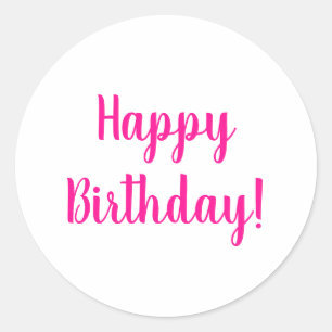 Sticker Rond Joyeux Anniversaire rose chaud