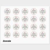 Sticker Rond Joyeux anniversaire rose et vert (Feuille)