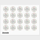 Sticker Rond Joyeux anniversaire rose et vert (Feuille)