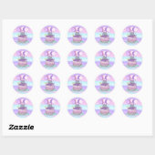 Sticker Rond Joyeux anniversaire rose et violet (Feuille)
