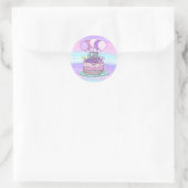 Sticker Rond Joyeux anniversaire rose et violet (Sac)