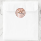 Sticker Rond Joyeux Anniversaire Rose Gold Parties scintillant  (Sac)