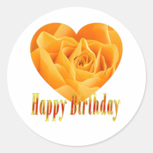 Sticker Rond Joyeux anniversaire rose jaune coeur1