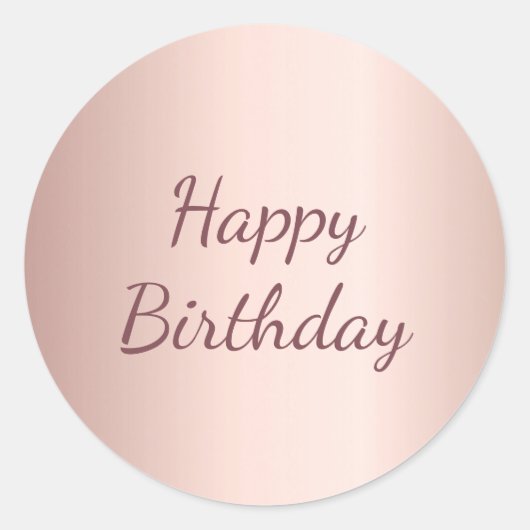 Sticker Rond Joyeux anniversaire rose or métal emballage cadeau (Devant)