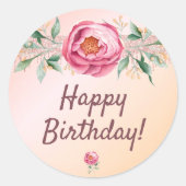 Sticker Rond Joyeux anniversaire rose rose rose rose rose rose  (Devant)