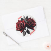 Sticker Rond Joyeux Anniversaire Roses Rouges (Enveloppe)